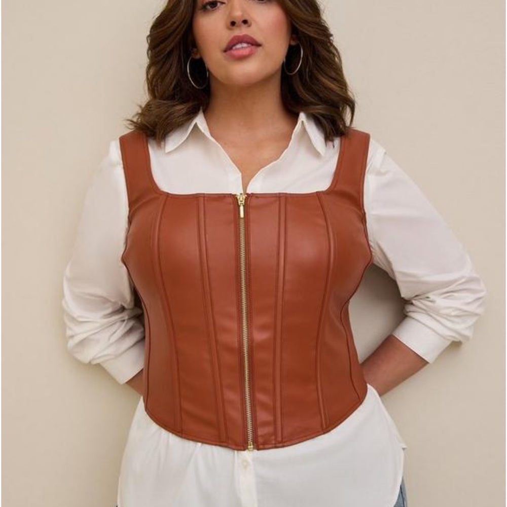 Torrid Faux Leather Zip Front Corset